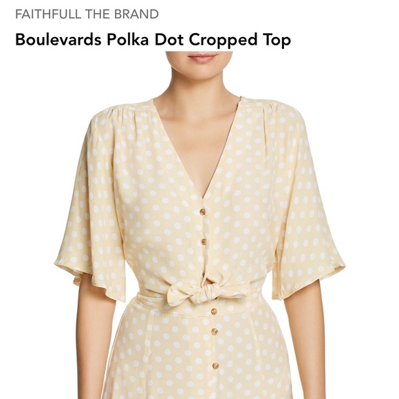 Faithful the Brand Boulevards Polka Dot Tie Front Cropped Top - Picture 2 of 6